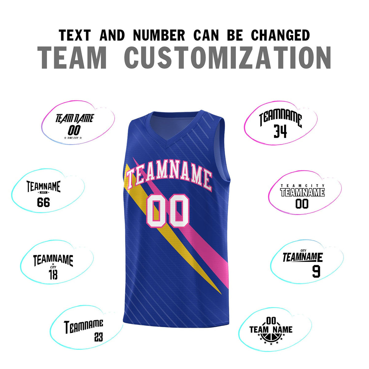 Custom Royal Diagonal Pinstripe Pattern Color Block Sports Uniform Basketball Jersey