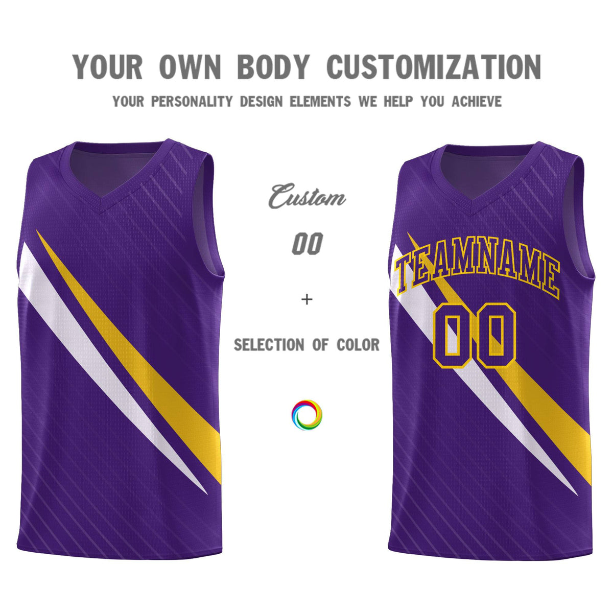 Custom Purple Diagonal Pinstripe Pattern Color Block Sports Uniform Basketball Jersey