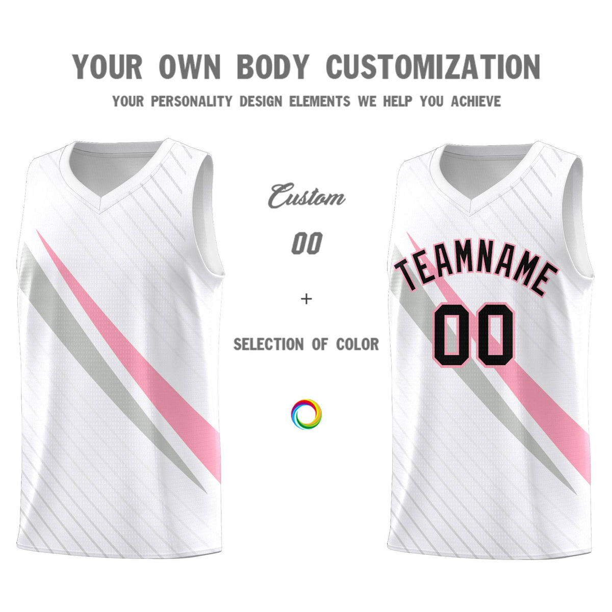 Custom White Diagonal Pinstripe Pattern Color Block Sports Uniform Basketball Jersey