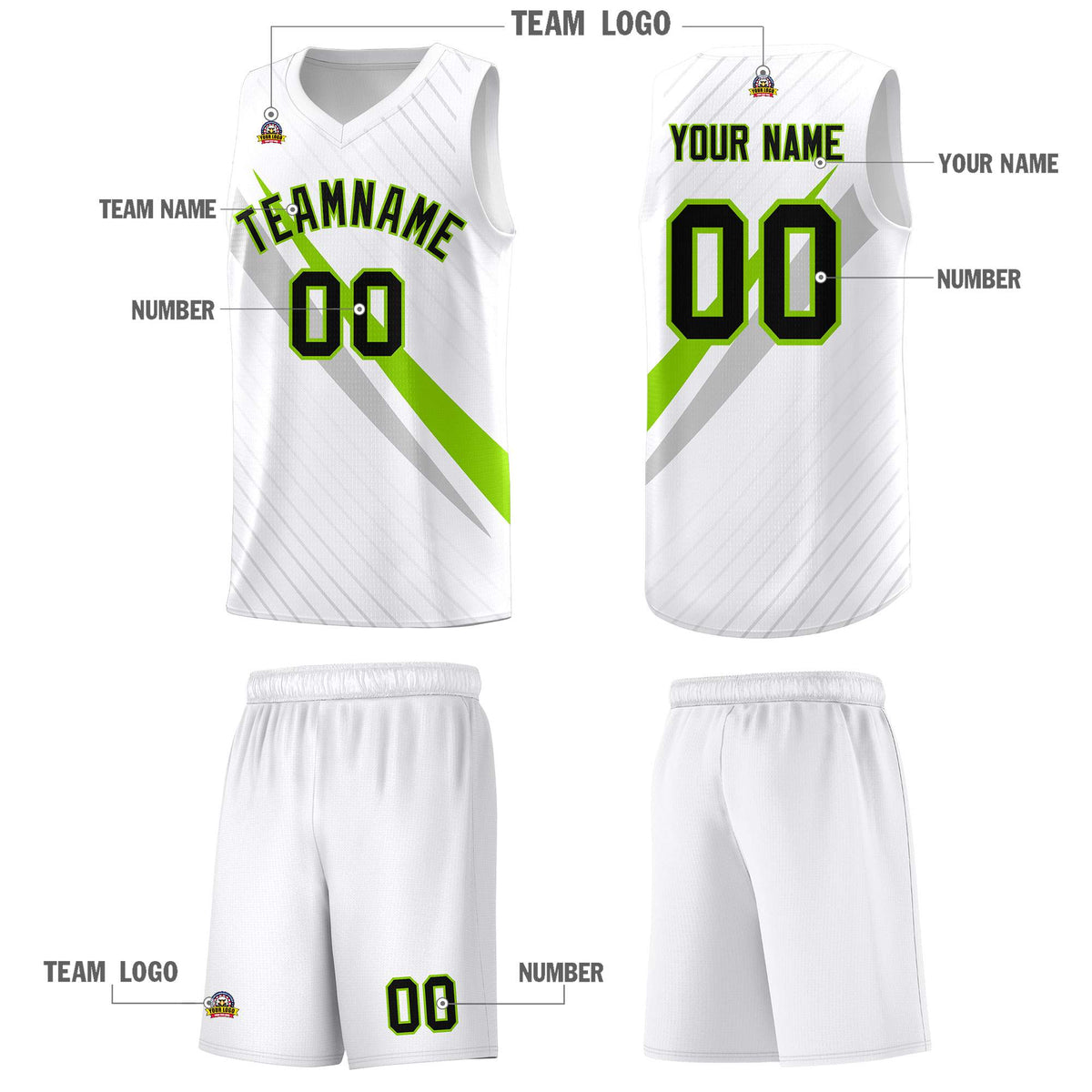 Custom White Diagonal Pinstripe Pattern Color Block Sports Uniform Basketball Jersey