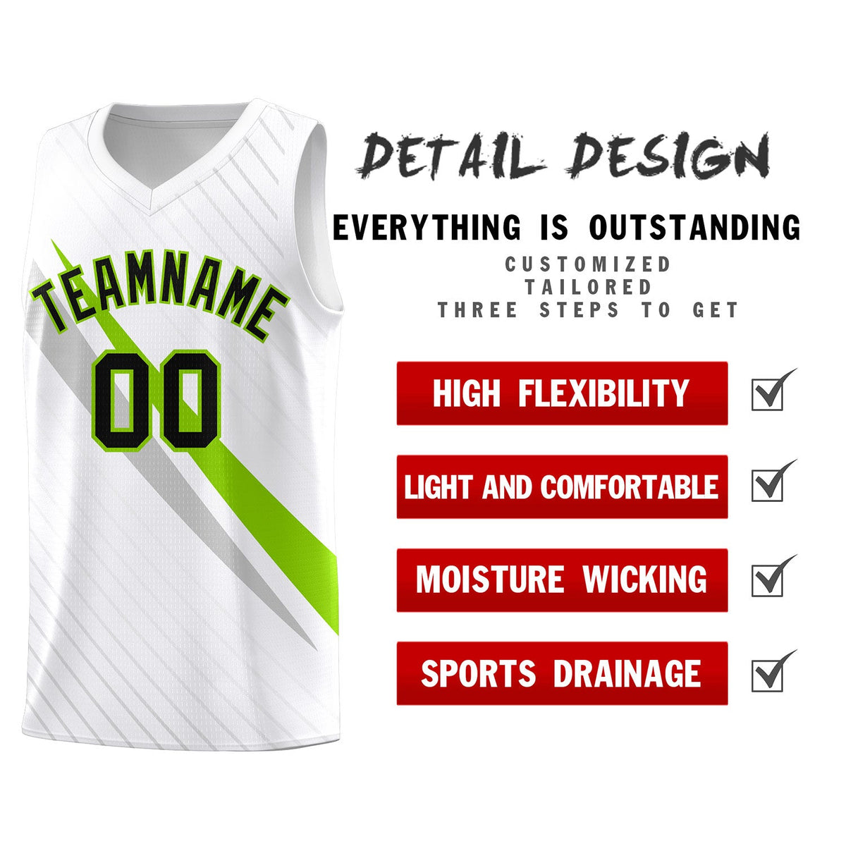 Custom White Diagonal Pinstripe Pattern Color Block Sports Uniform Basketball Jersey