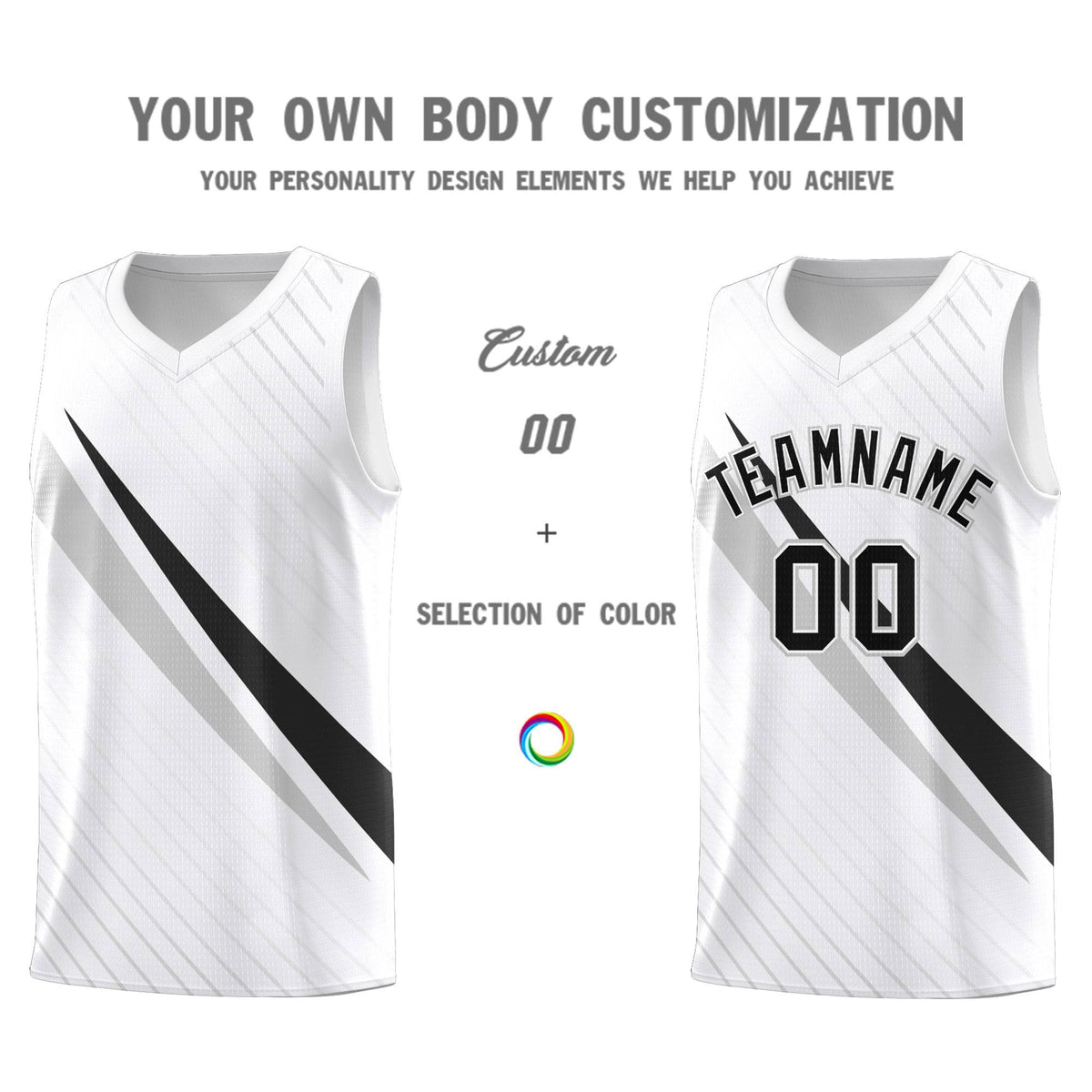 Custom White Diagonal Pinstripe Pattern Color Block Sports Uniform Basketball Jersey