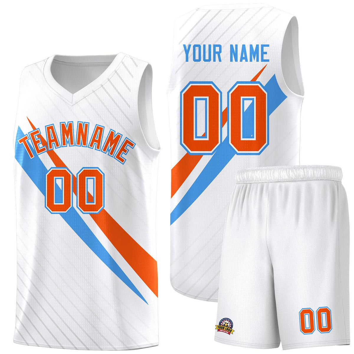 Custom White Diagonal Pinstripe Pattern Color Block Sports Uniform Basketball Jersey