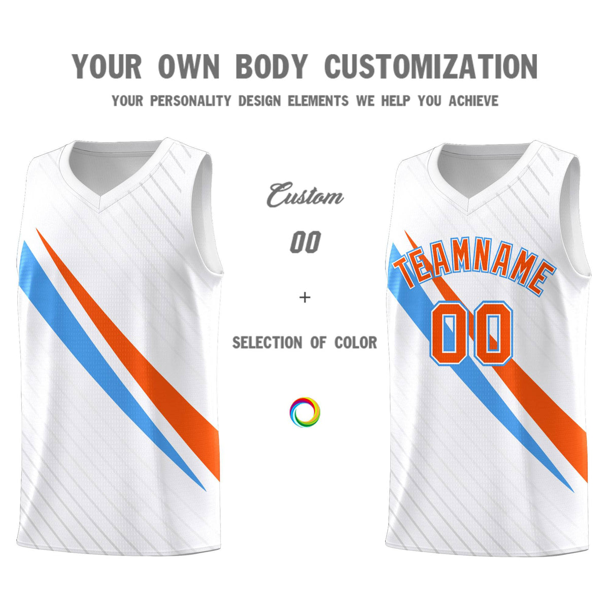 Custom White Diagonal Pinstripe Pattern Color Block Sports Uniform Basketball Jersey