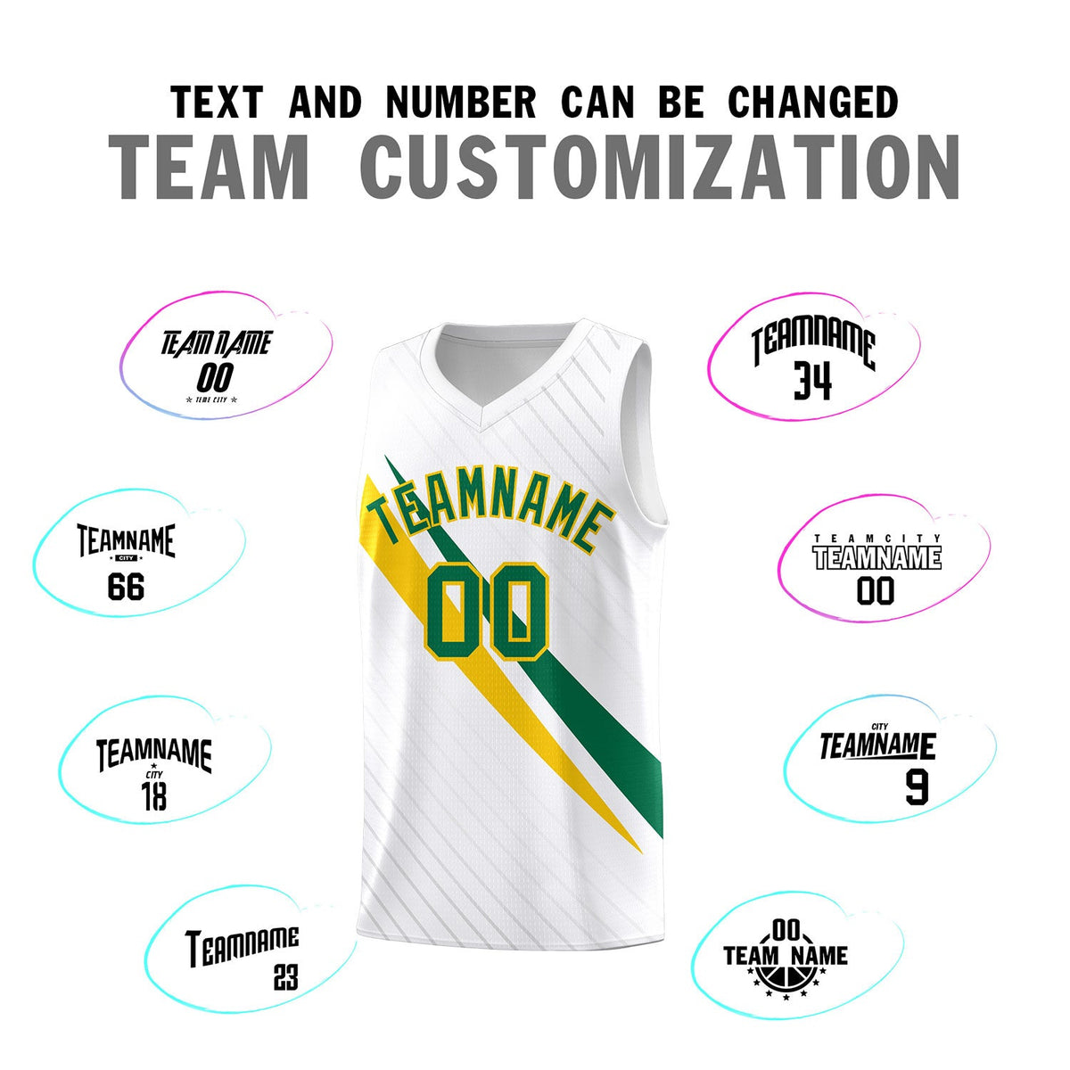 Custom White Diagonal Pinstripe Pattern Color Block Sports Uniform Basketball Jersey