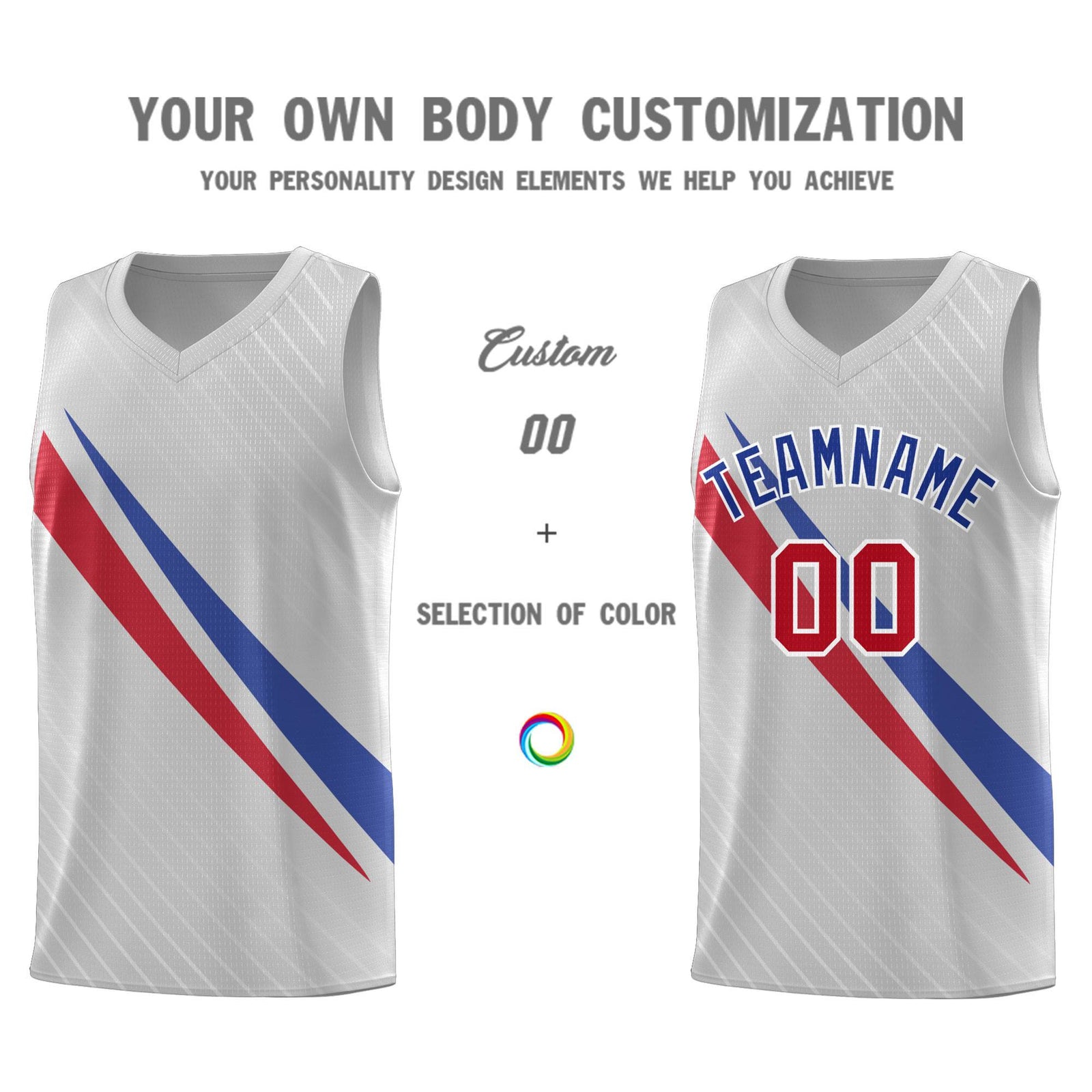 Custom Gray Diagonal Pinstripe Pattern Color Block Sports Uniform Basketball Jersey