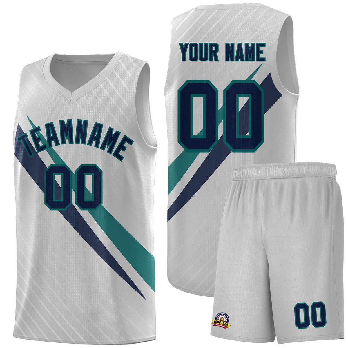 Custom Gray Diagonal Pinstripe Pattern Color Block Sports Uniform Basketball Jersey