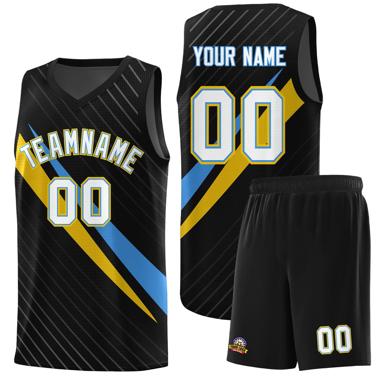 Custom Black Diagonal Pinstripe Pattern Color Block Sports Uniform Basketball Jersey