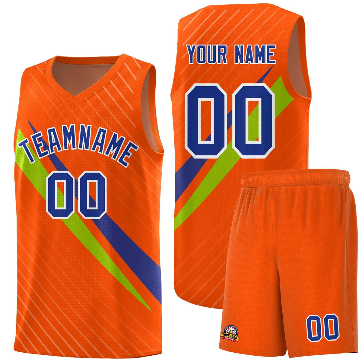 Custom Orange Diagonal Pinstripe Pattern Color Block Sports Uniform Basketball Jersey