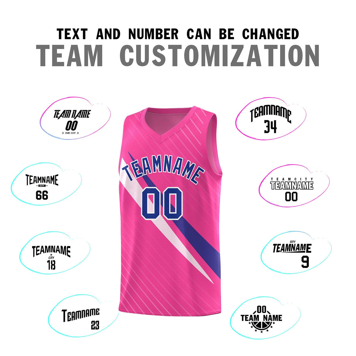 Custom Pink Diagonal Pinstripe Pattern Color Block Sports Uniform Basketball Jersey