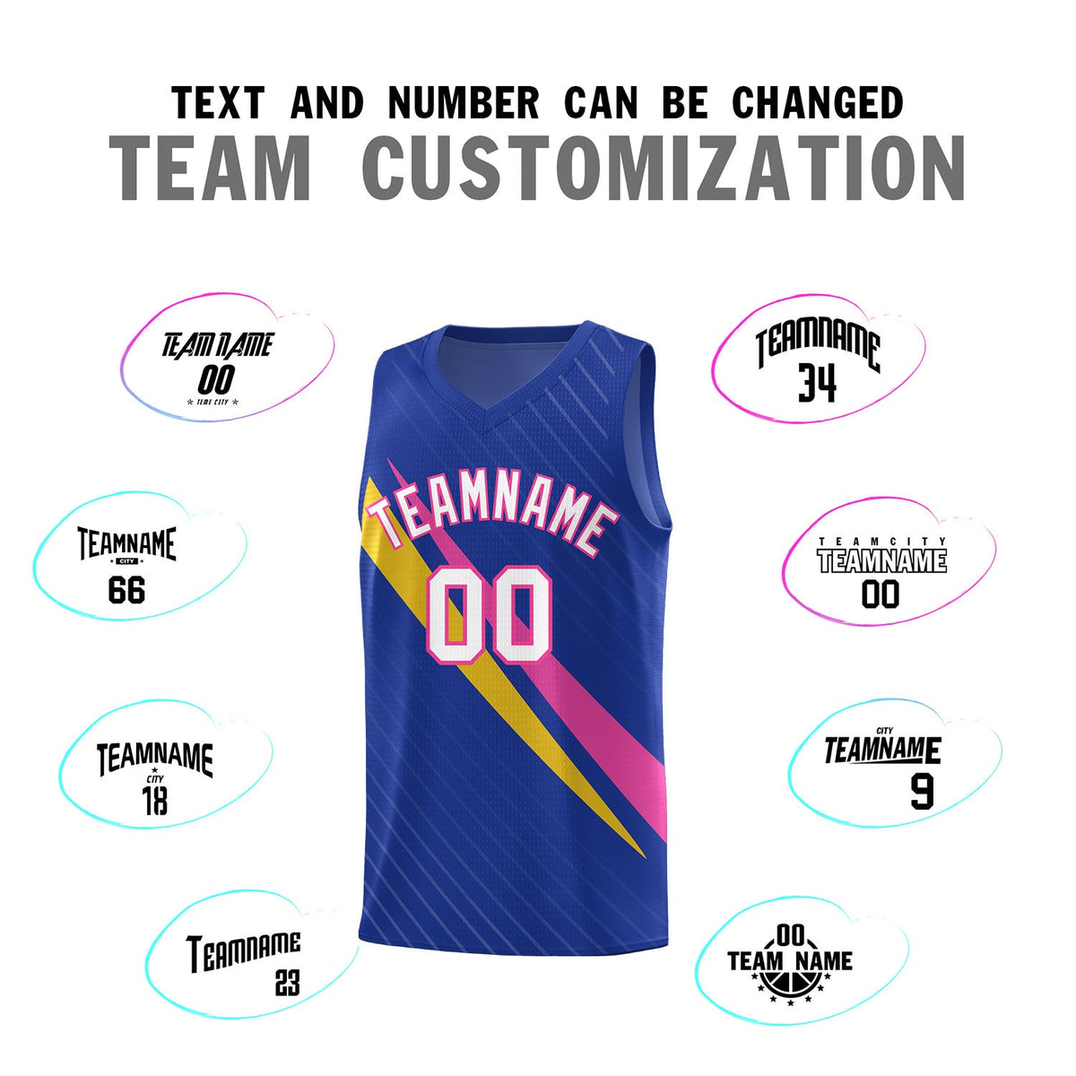 Custom Royal Diagonal Pinstripe Pattern Color Block Sports Uniform Basketball Jersey