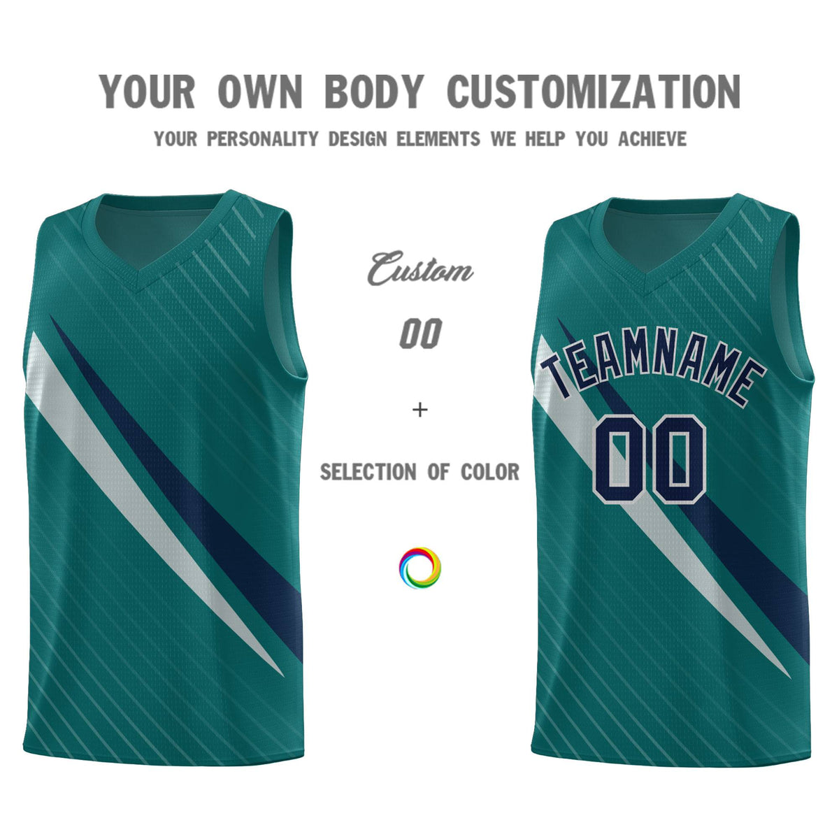 Custom Aqua Diagonal Pinstripe Pattern Color Block Sports Uniform Basketball Jersey