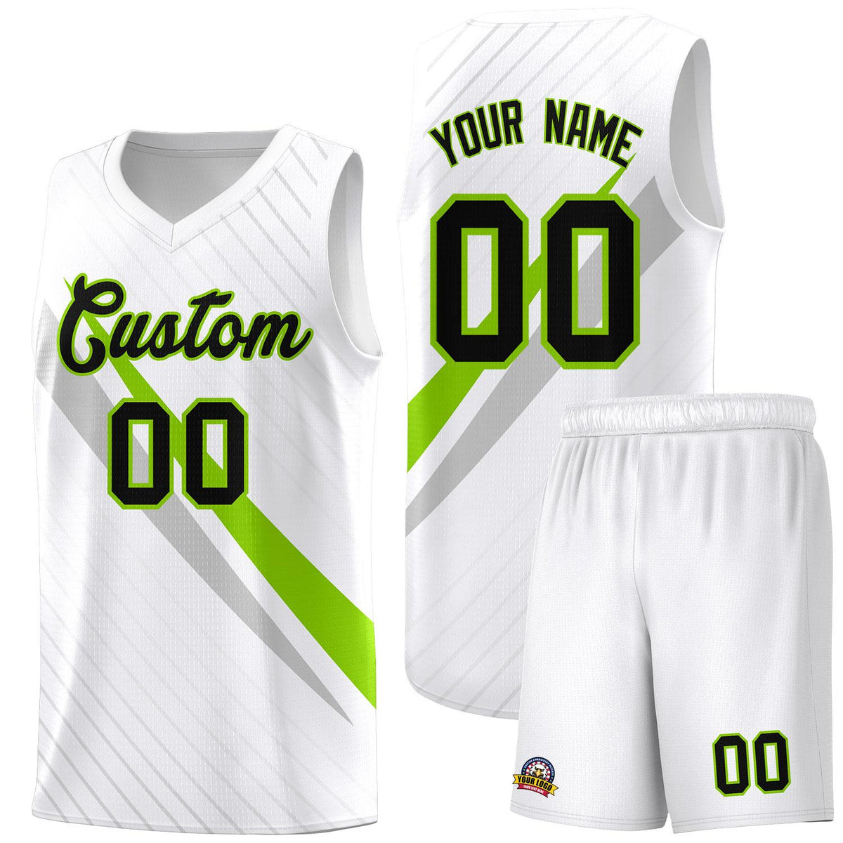 Custom White Diagonal Pinstripe Pattern Color Block Sports Uniform Basketball Jersey
