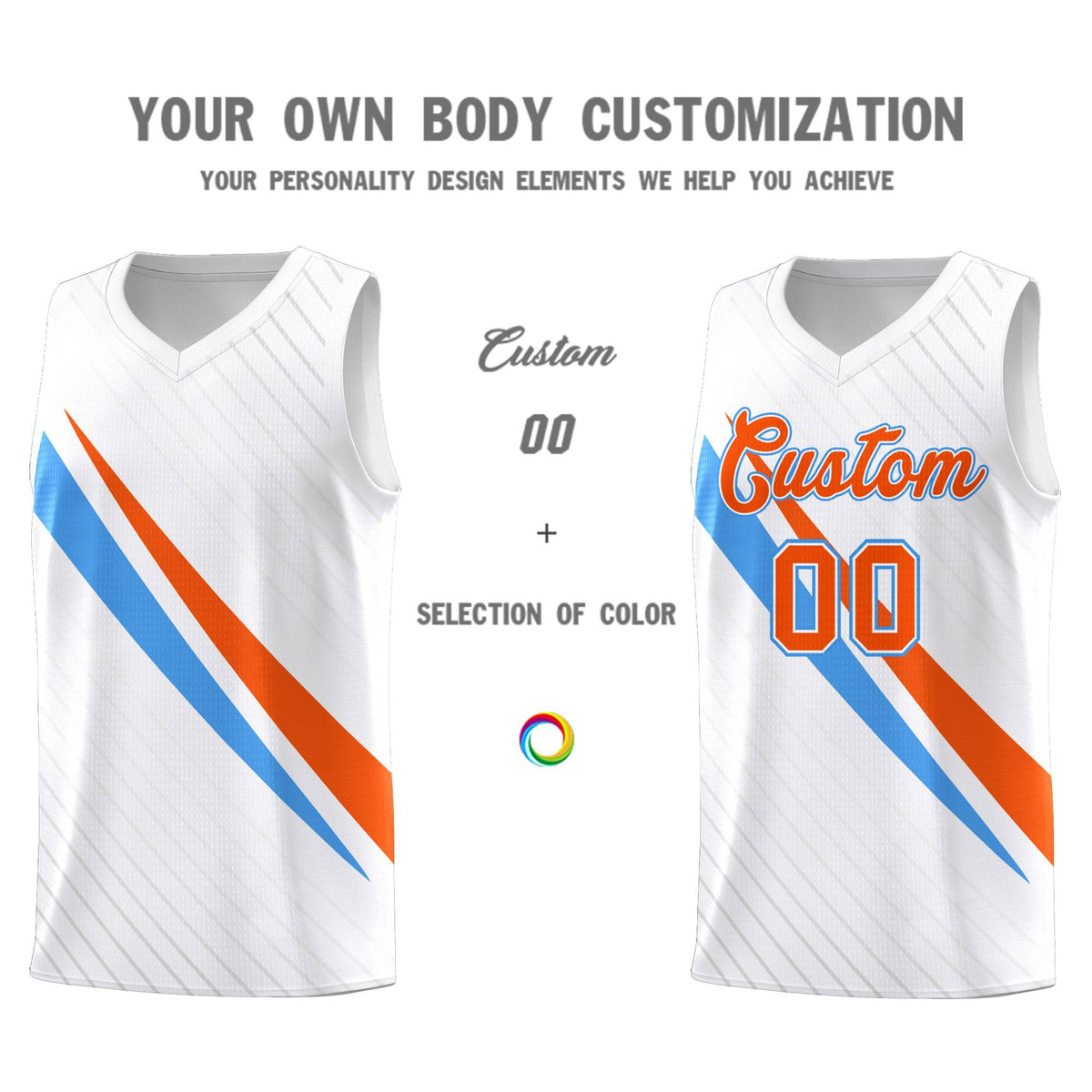 Custom White Diagonal Pinstripe Pattern Color Block Sports Uniform Basketball Jersey