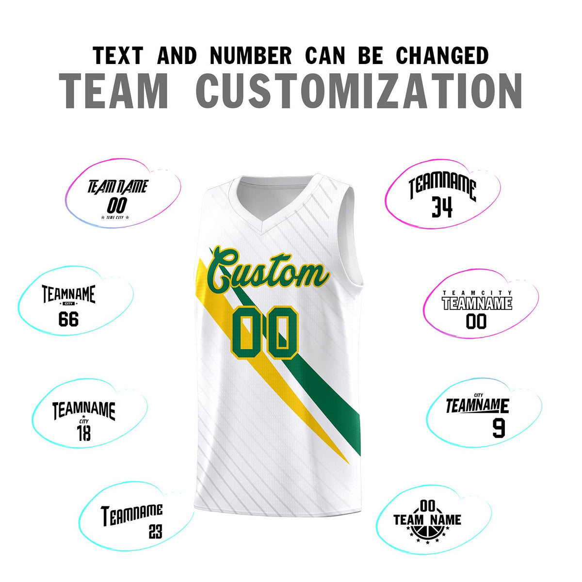 Custom White Diagonal Pinstripe Pattern Color Block Sports Uniform Basketball Jersey