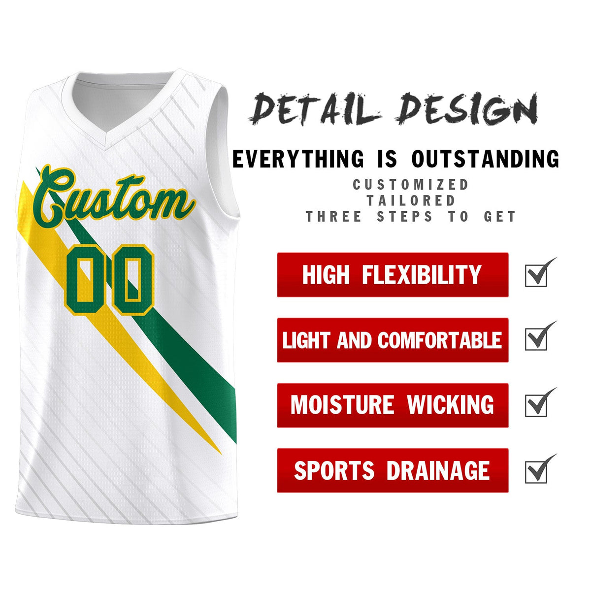 Custom White Diagonal Pinstripe Pattern Color Block Sports Uniform Basketball Jersey