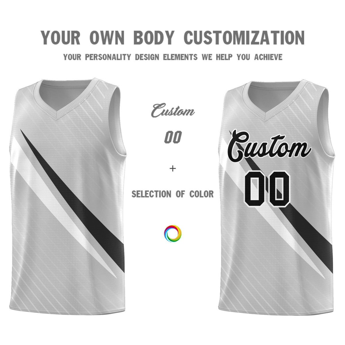 Custom Gray Diagonal Pinstripe Pattern Color Block Sports Uniform Basketball Jersey