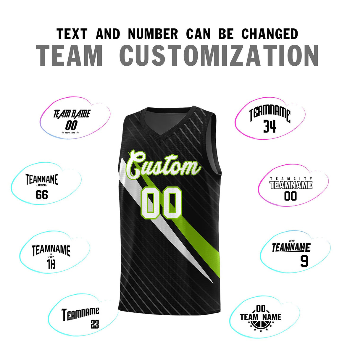 Custom Black Diagonal Pinstripe Pattern Color Block Sports Uniform Basketball Jersey