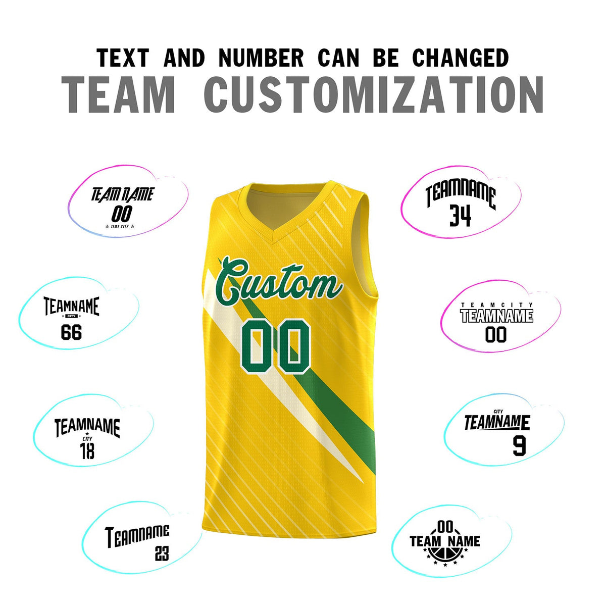 Custom Gold Diagonal Pinstripe Pattern Color Block Sports Uniform Basketball Jersey