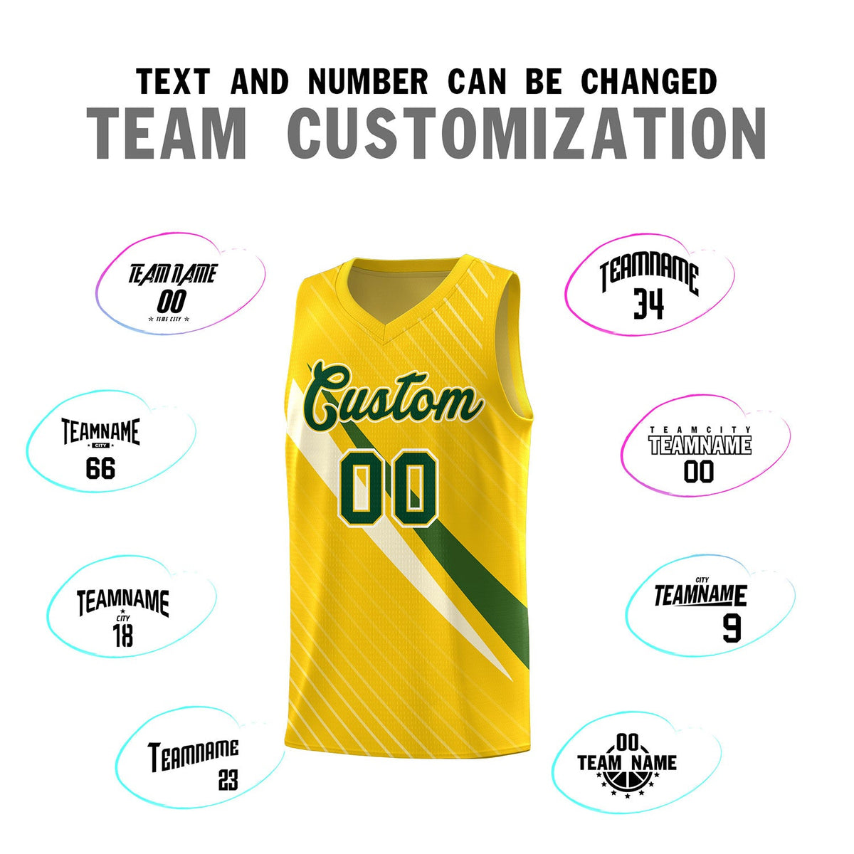 Custom Gold Diagonal Pinstripe Pattern Color Block Sports Uniform Basketball Jersey