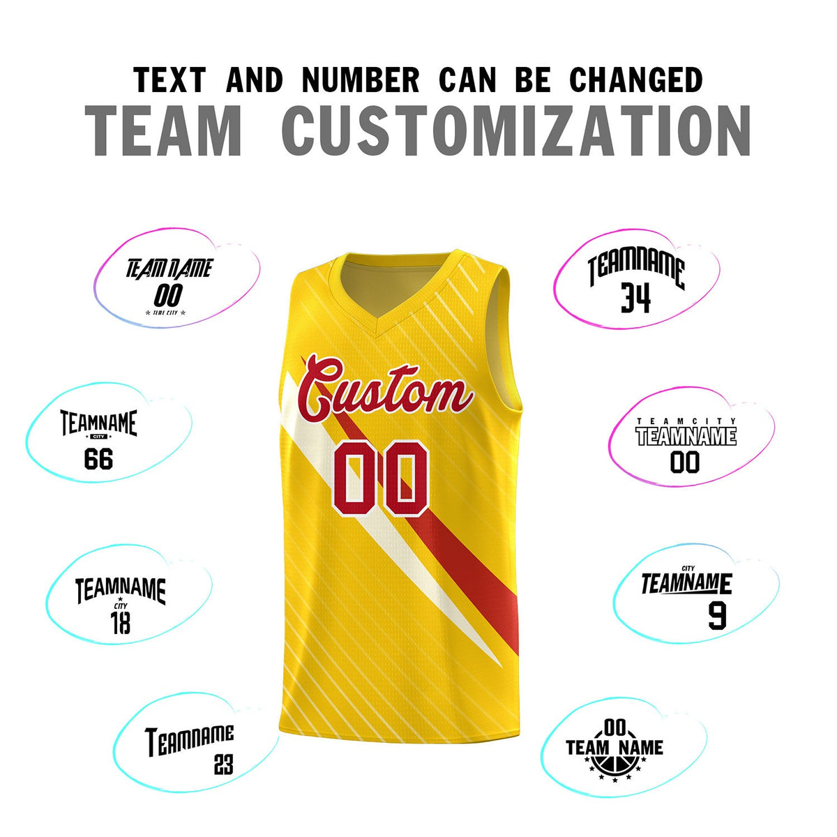 Custom Gold Diagonal Pinstripe Pattern Color Block Sports Uniform Basketball Jersey