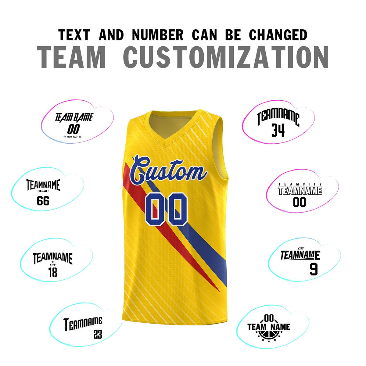 Custom Gold Diagonal Pinstripe Pattern Color Block Sports Uniform Basketball Jersey