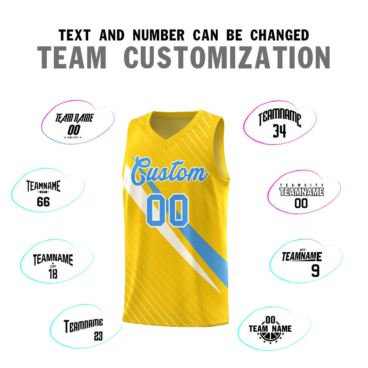 Custom Gold Diagonal Pinstripe Pattern Color Block Sports Uniform Basketball Jersey