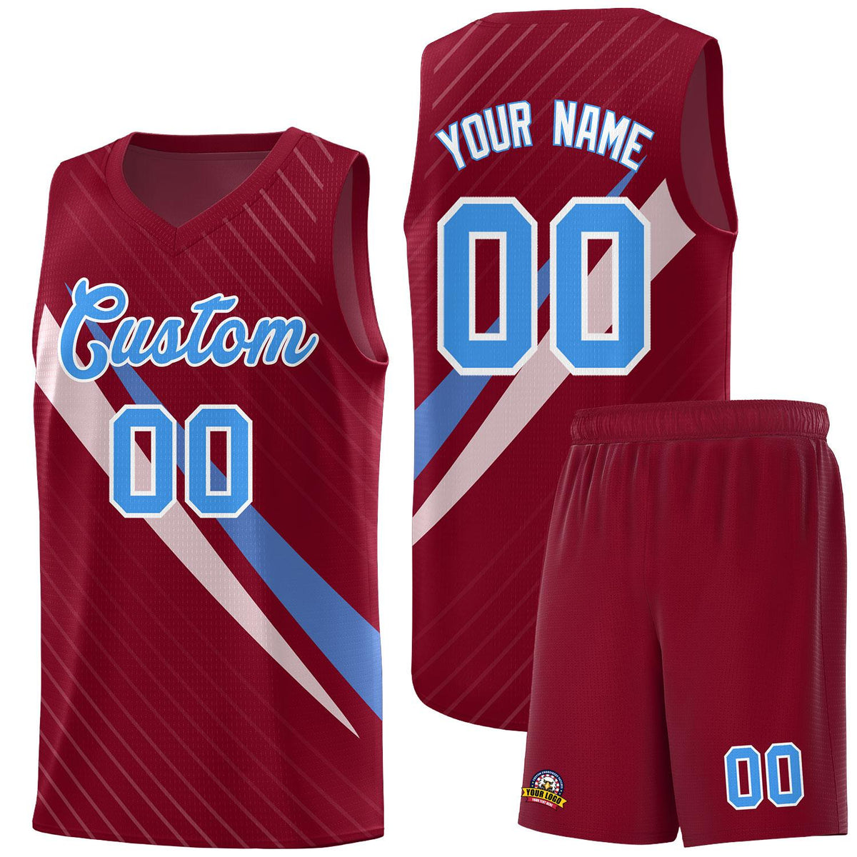 Custom Crimson Diagonal Pinstripe Pattern Color Block Sports Uniform Basketball Jersey