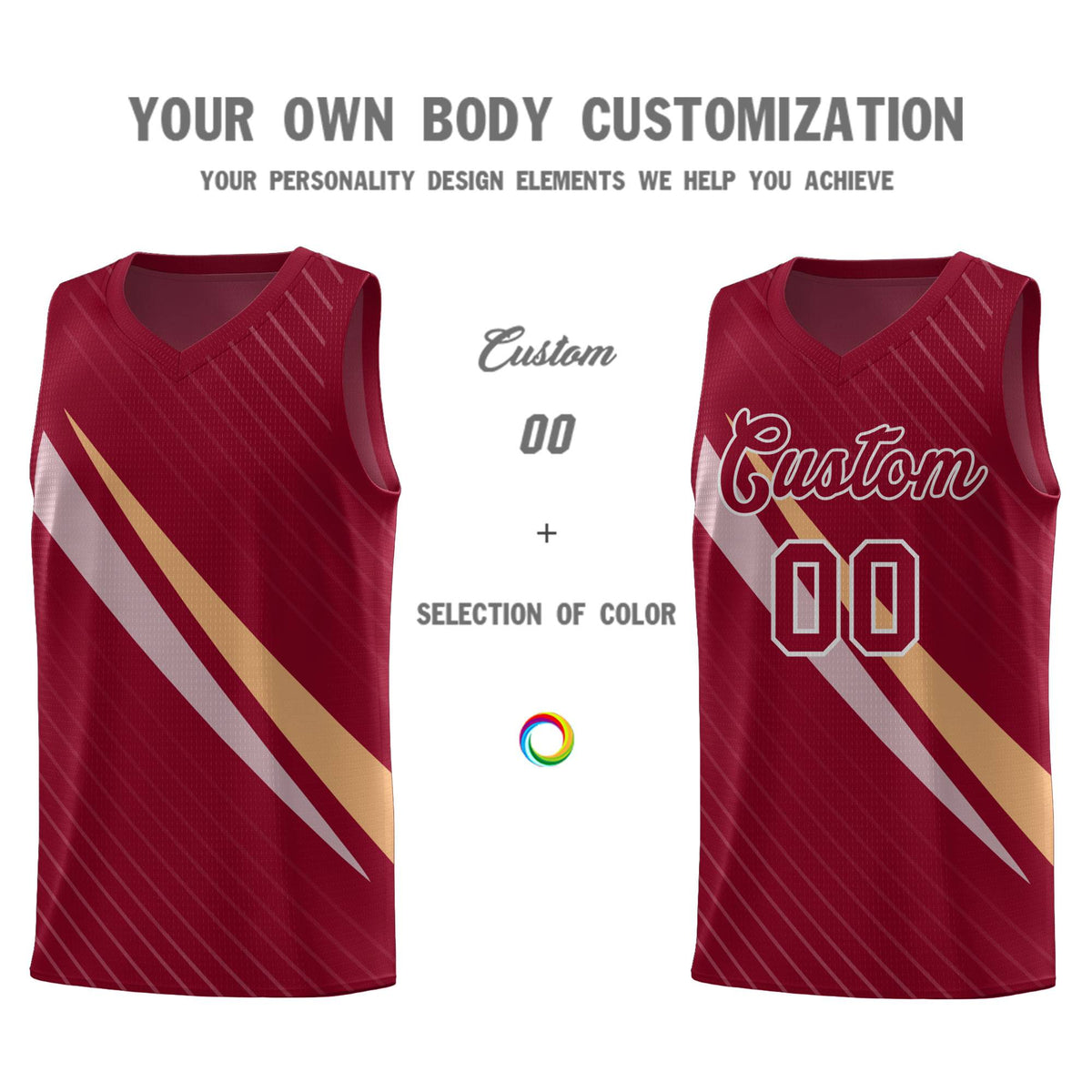 Custom Crimson Diagonal Pinstripe Pattern Color Block Sports Uniform Basketball Jersey