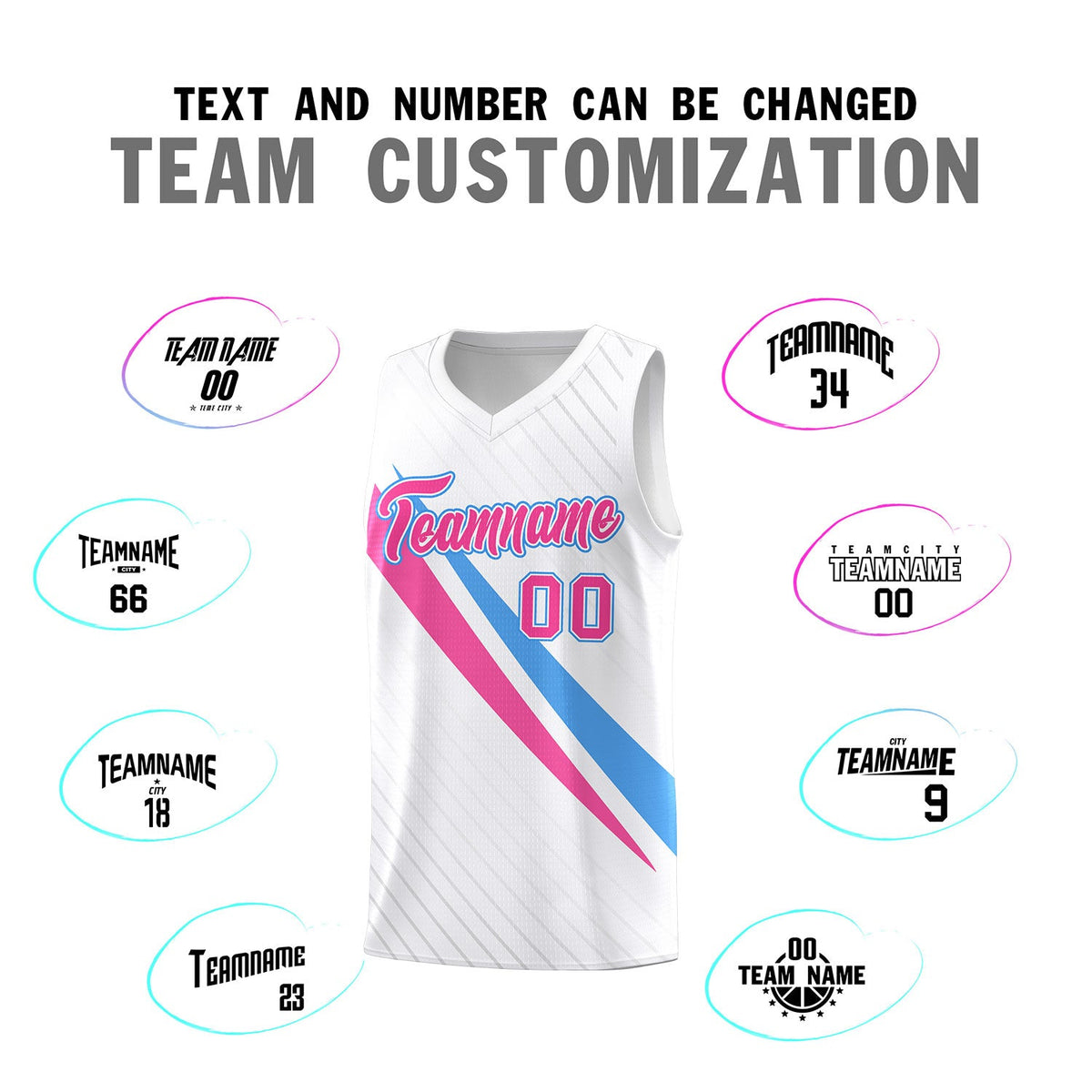 Custom White Diagonal Pinstripe Pattern Color Block Sports Uniform Basketball Jersey