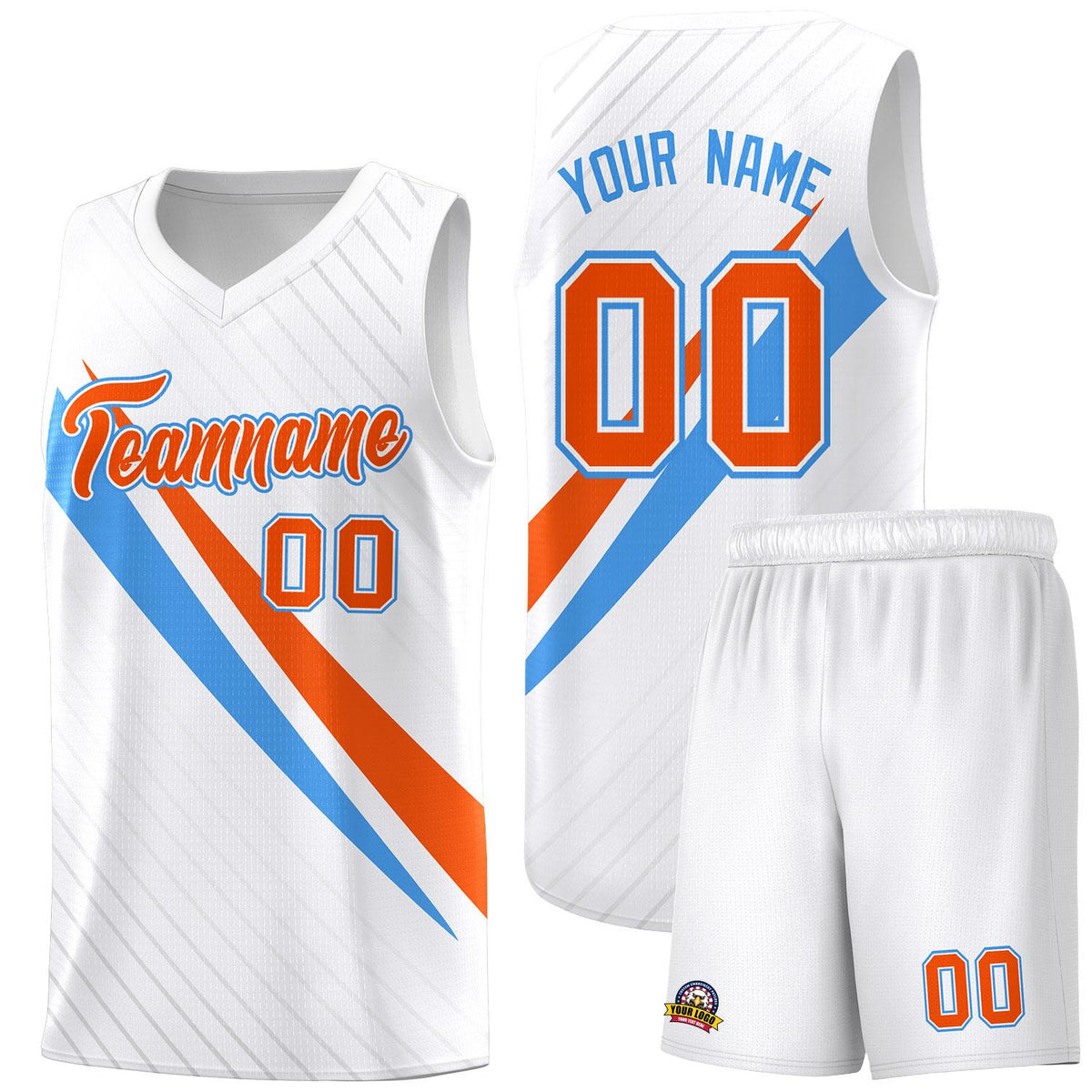 Custom White Diagonal Pinstripe Pattern Color Block Sports Uniform Basketball Jersey