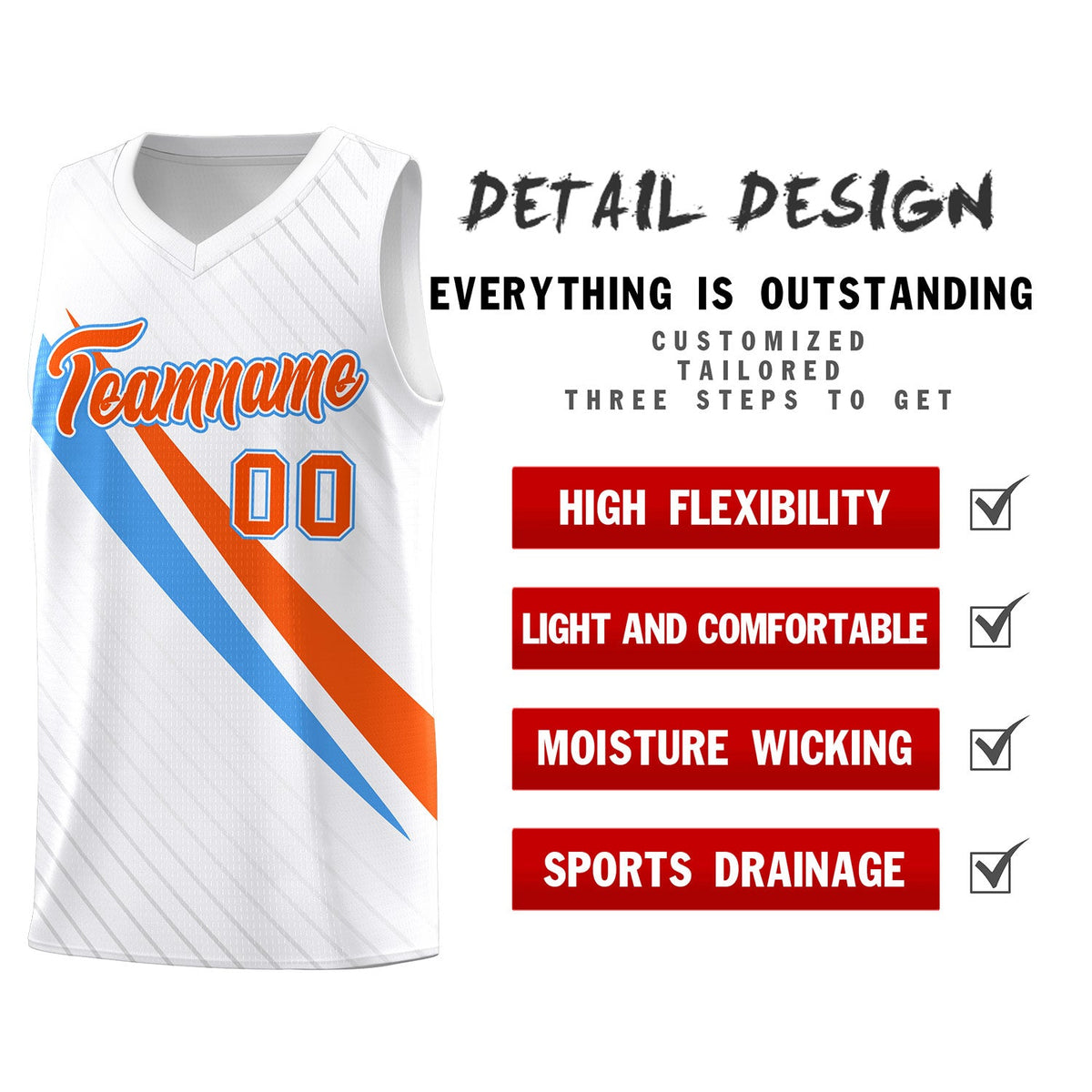 Custom White Diagonal Pinstripe Pattern Color Block Sports Uniform Basketball Jersey