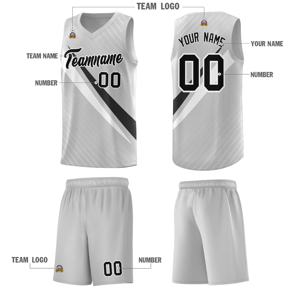 Custom Gray Diagonal Pinstripe Pattern Color Block Sports Uniform Basketball Jersey
