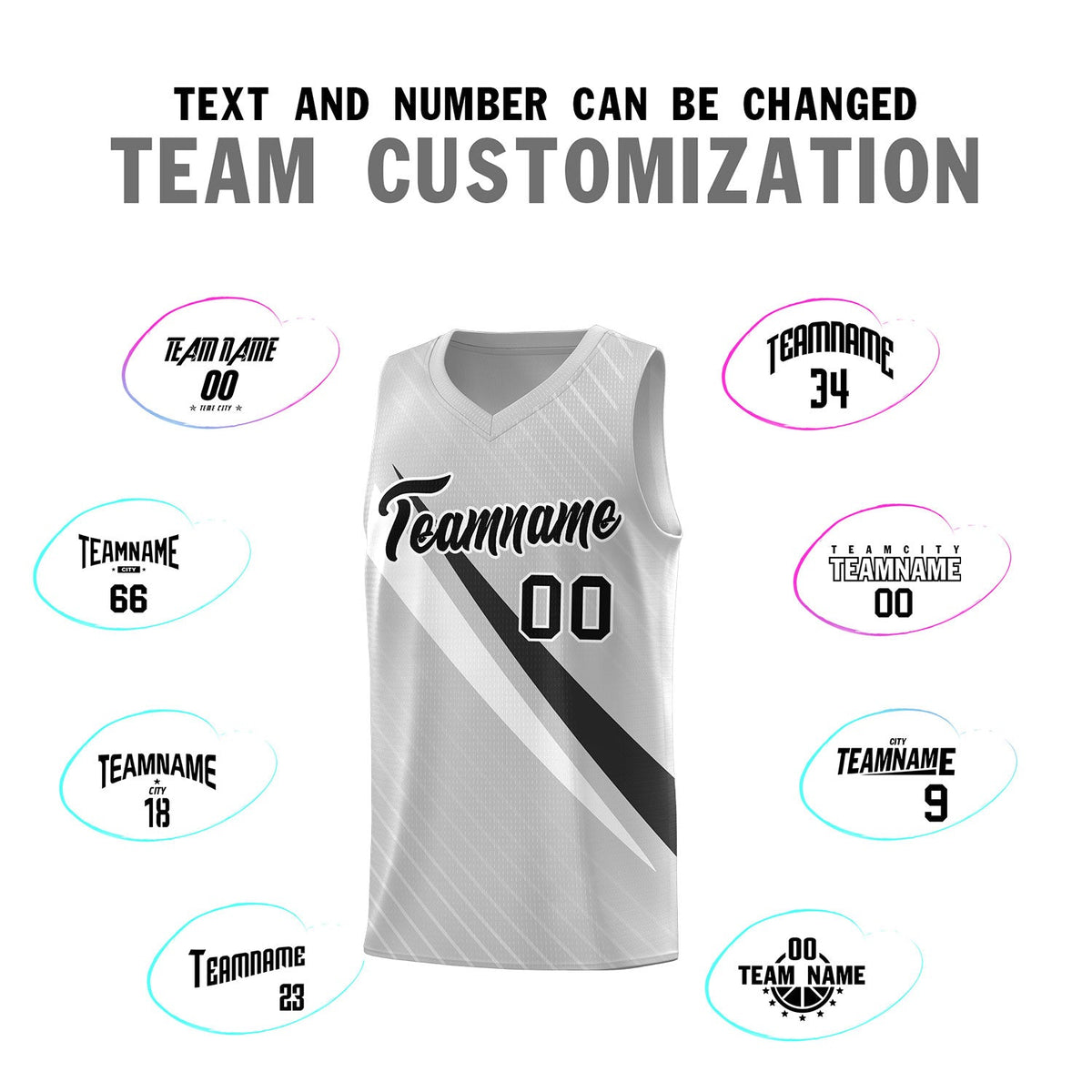 Custom Gray Diagonal Pinstripe Pattern Color Block Sports Uniform Basketball Jersey