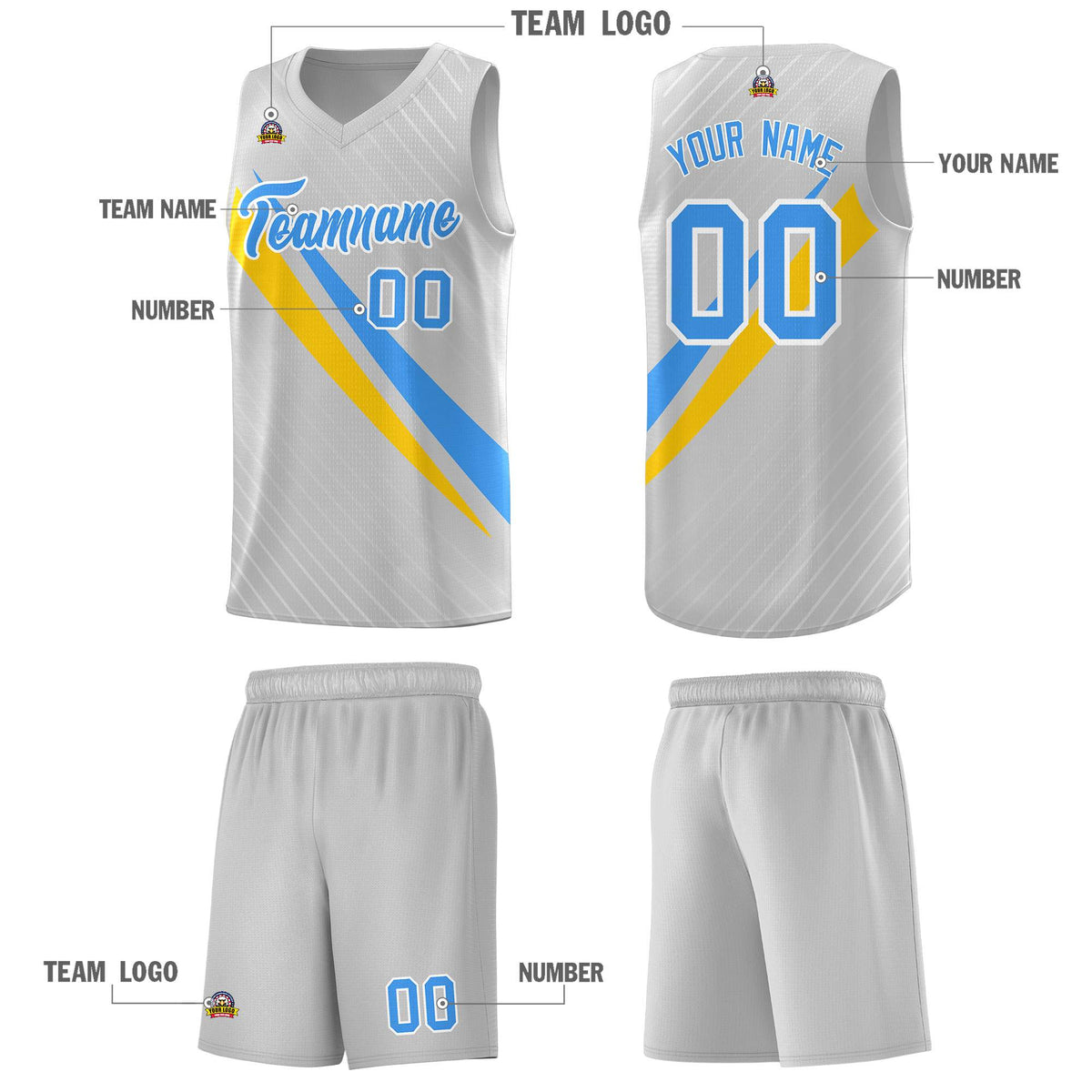 Custom Gray Diagonal Pinstripe Pattern Color Block Sports Uniform Basketball Jersey