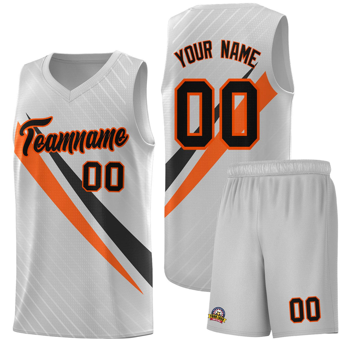Custom Gray Diagonal Pinstripe Pattern Color Block Sports Uniform Basketball Jersey