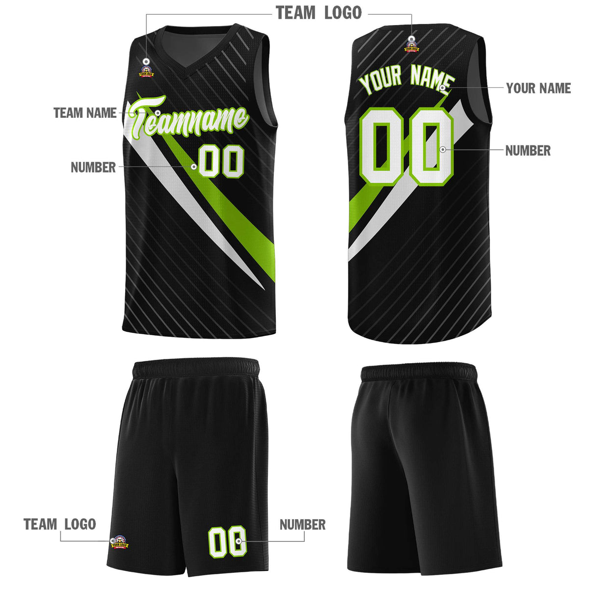 Custom Black Diagonal Pinstripe Pattern Color Block Sports Uniform Basketball Jersey