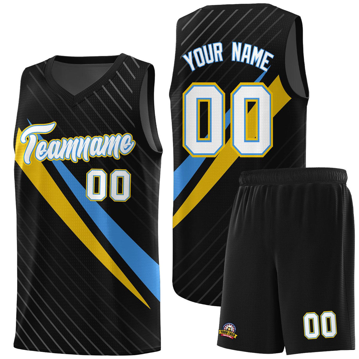 Custom Black Diagonal Pinstripe Pattern Color Block Sports Uniform Basketball Jersey