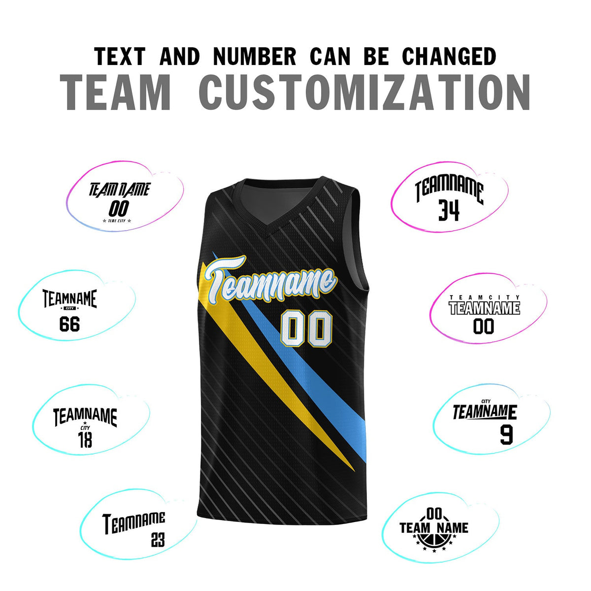 Custom Black Diagonal Pinstripe Pattern Color Block Sports Uniform Basketball Jersey