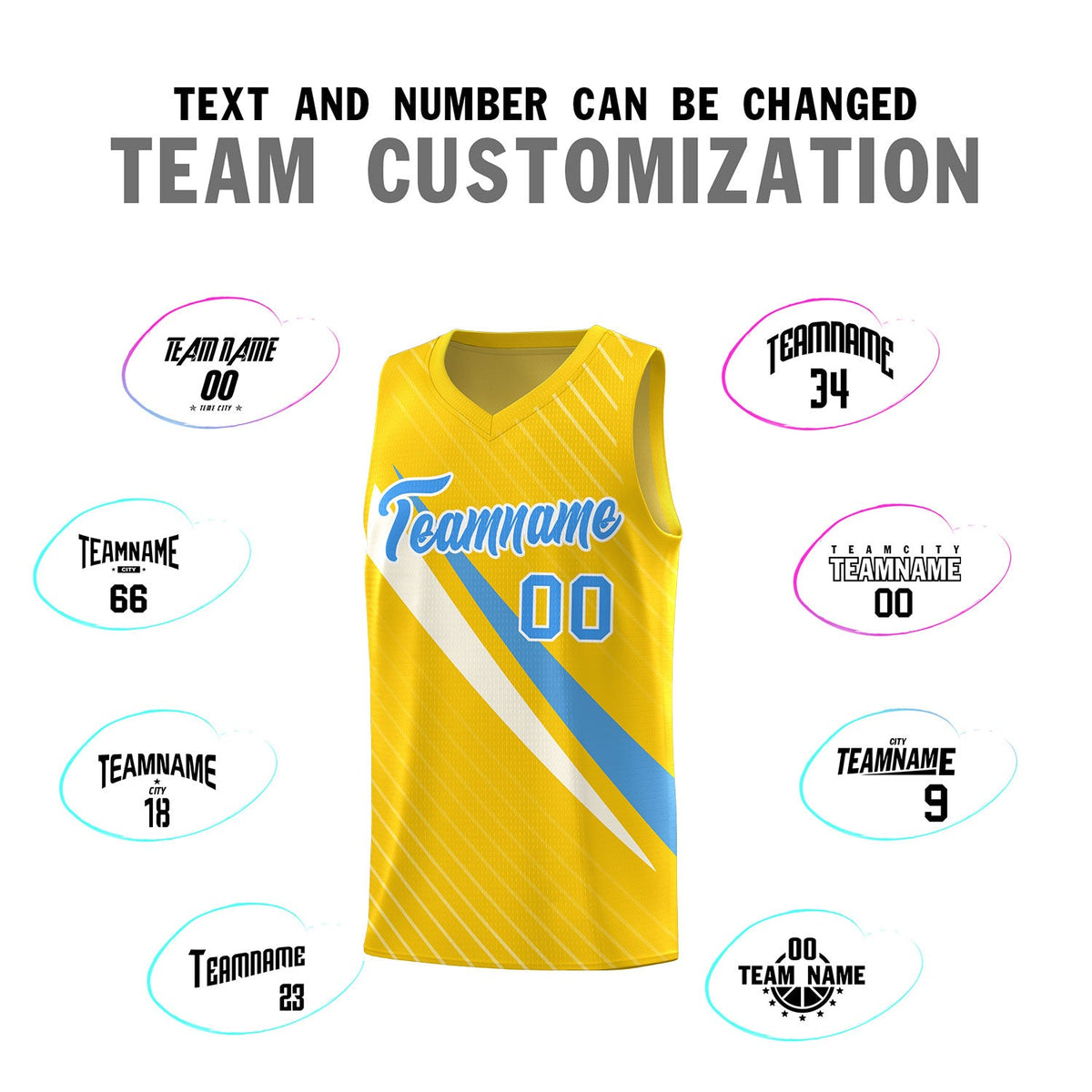 Custom Gold Diagonal Pinstripe Pattern Color Block Sports Uniform Basketball Jersey