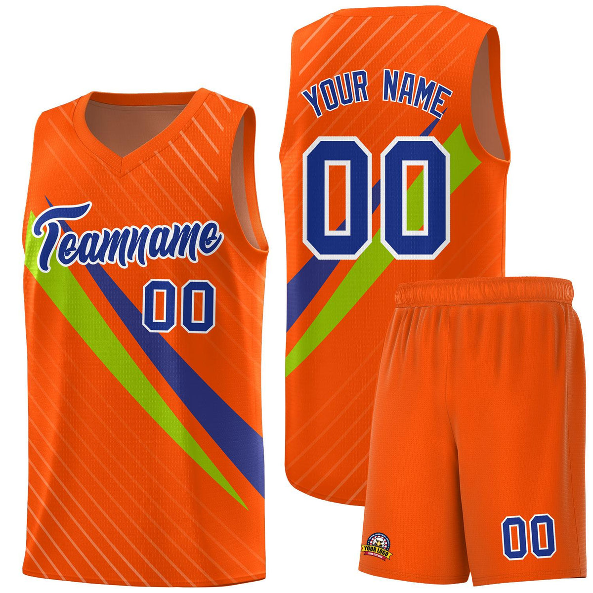 Custom Orange Diagonal Pinstripe Pattern Color Block Sports Uniform Basketball Jersey