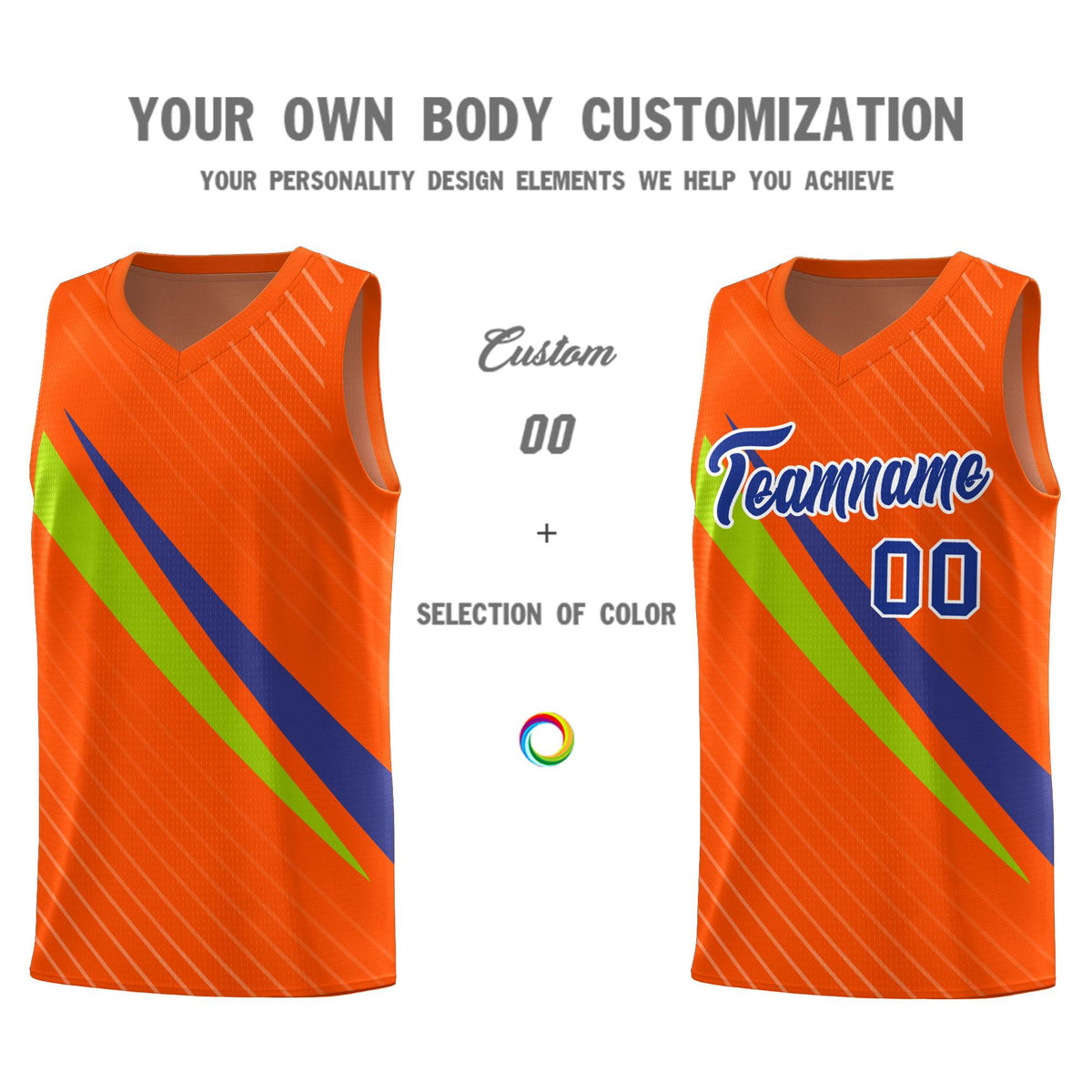 Custom Orange Diagonal Pinstripe Pattern Color Block Sports Uniform Basketball Jersey