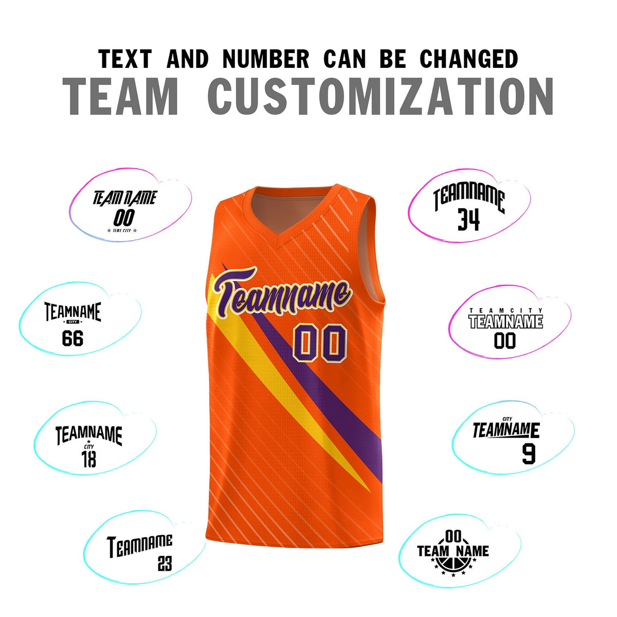 Custom Orange Diagonal Pinstripe Pattern Color Block Sports Uniform Basketball Jersey