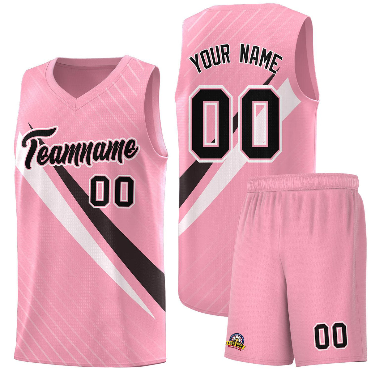 Custom Light Pink Diagonal Pinstripe Pattern Color Block Sports Uniform Basketball Jersey