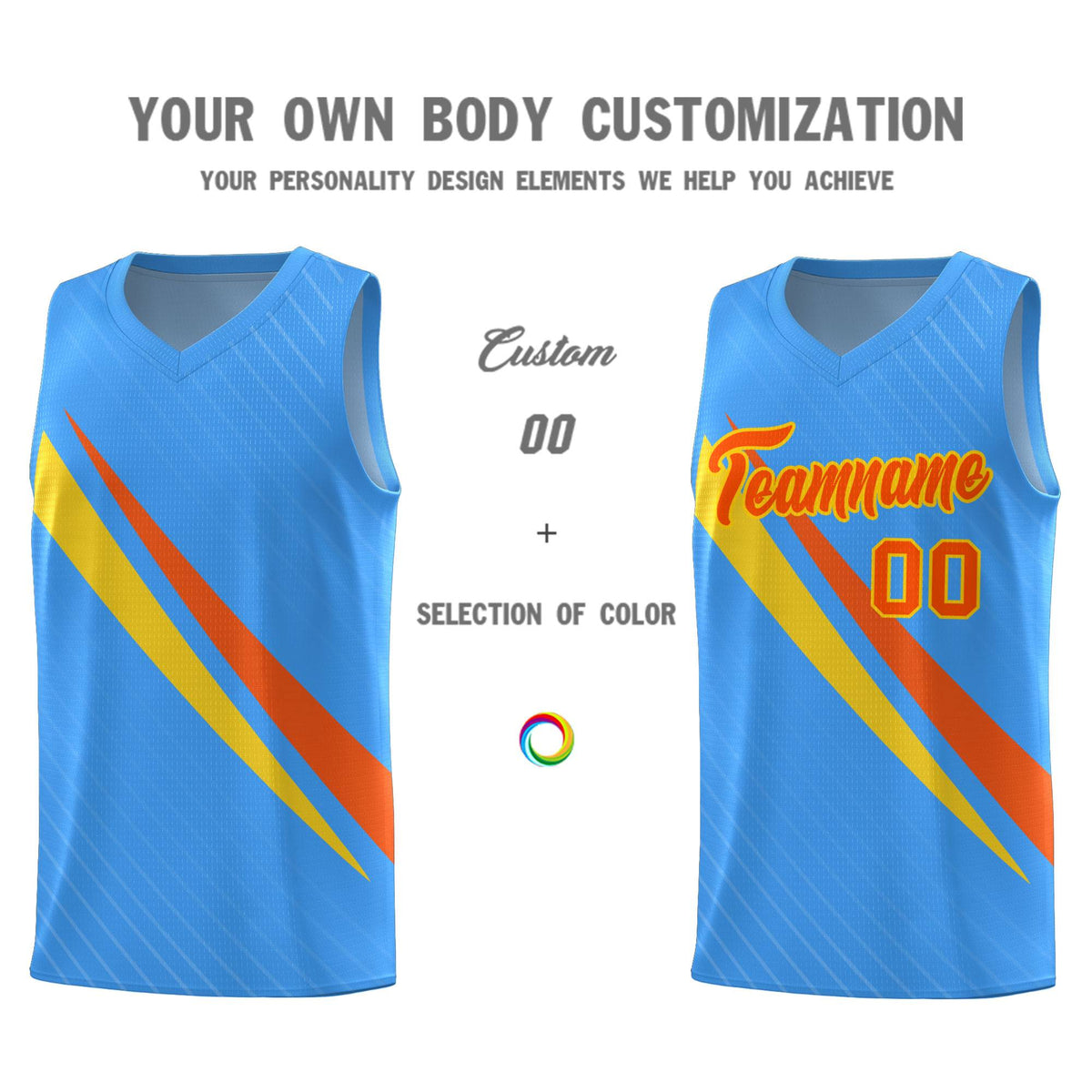 Custom Light Blue Diagonal Pinstripe Pattern Color Block Sports Uniform Basketball Jersey