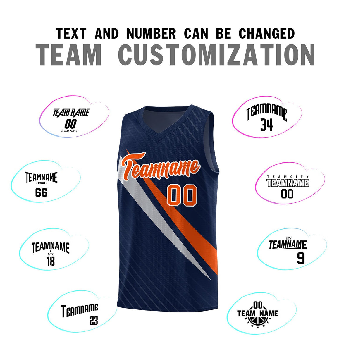 Custom Navy Diagonal Pinstripe Pattern Color Block Sports Uniform Basketball Jersey