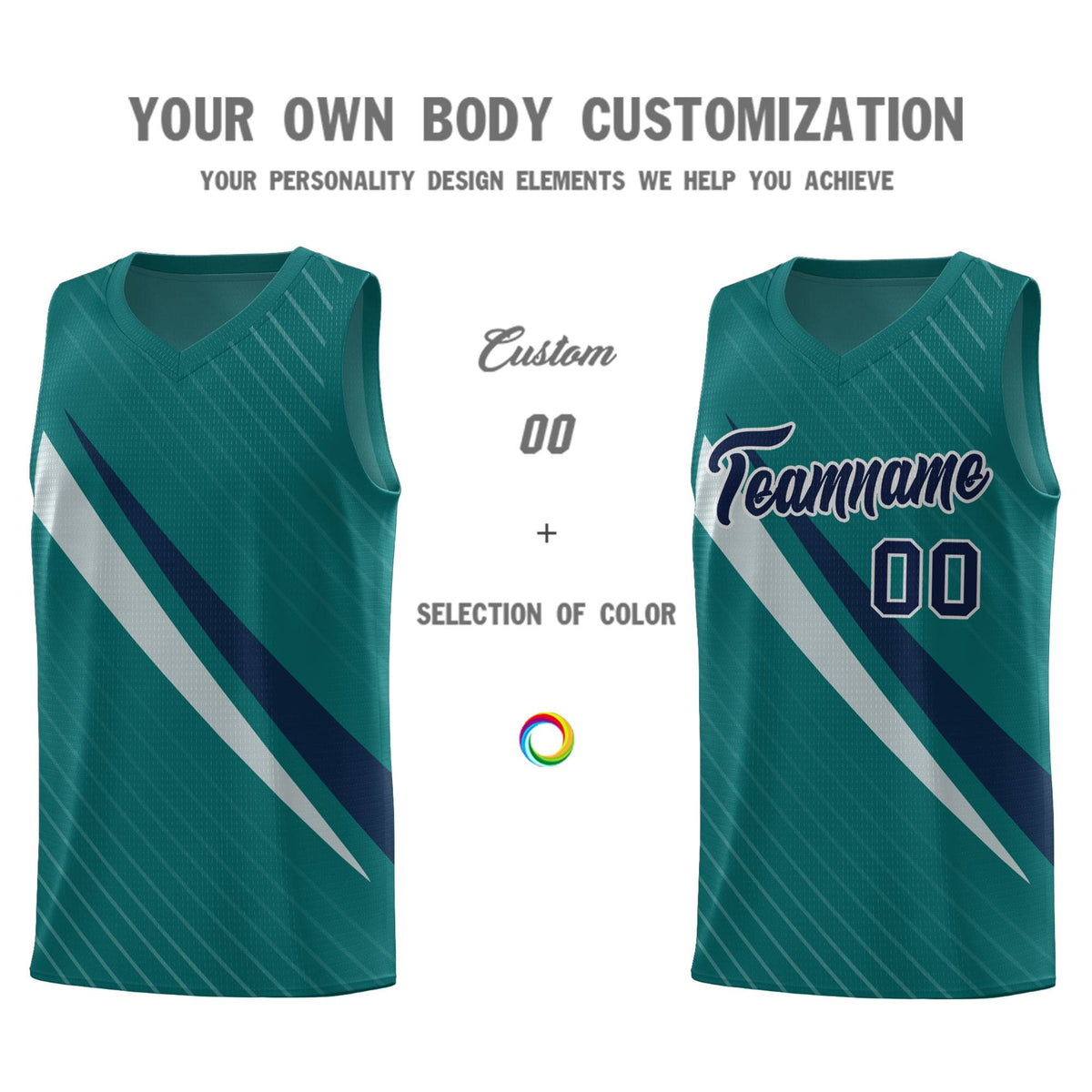 Custom Aqua Diagonal Pinstripe Pattern Color Block Sports Uniform Basketball Jersey