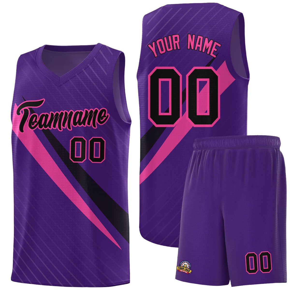 Custom Purple Diagonal Pinstripe Pattern Color Block Sports Uniform Basketball Jersey