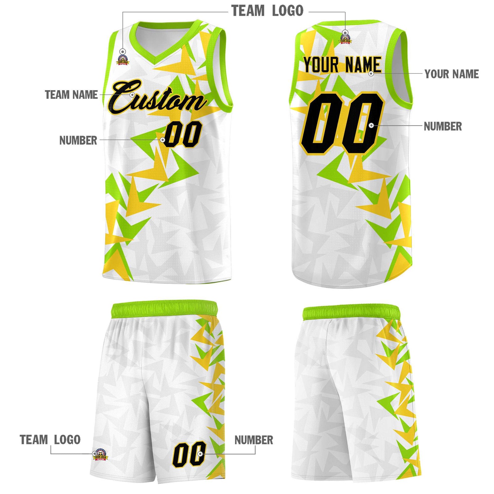 Custom White Boomerang Pattern Sets Basketball Jersey