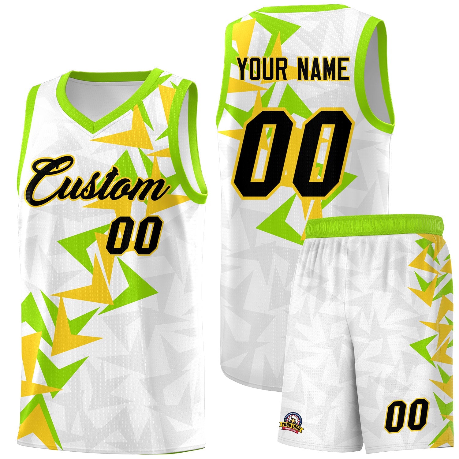Custom White Boomerang Pattern Sets Basketball Jersey
